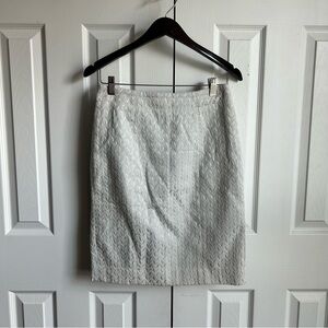 DownEast ivory textured leaf print pencil skirt regency corpcore